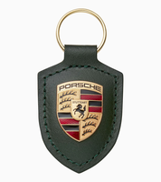 Porsche Crest Key Ring - Premium Black Leather Keychain with Iconic Logo for Car Enthusiasts and Luxury Accessory Lovers