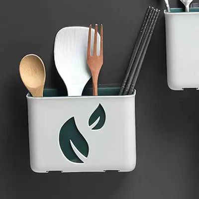 Household Double-layer Plastic Chopstick Cage | Color: White | style: Single grid