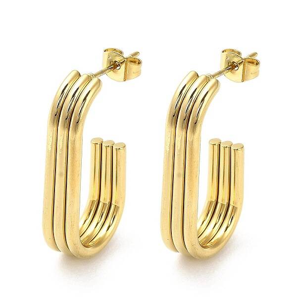 202 Stainless Steel Oval Stud Earrings