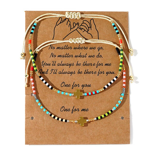 Summer Glass Seed Beaded Braided Bracelet Sets