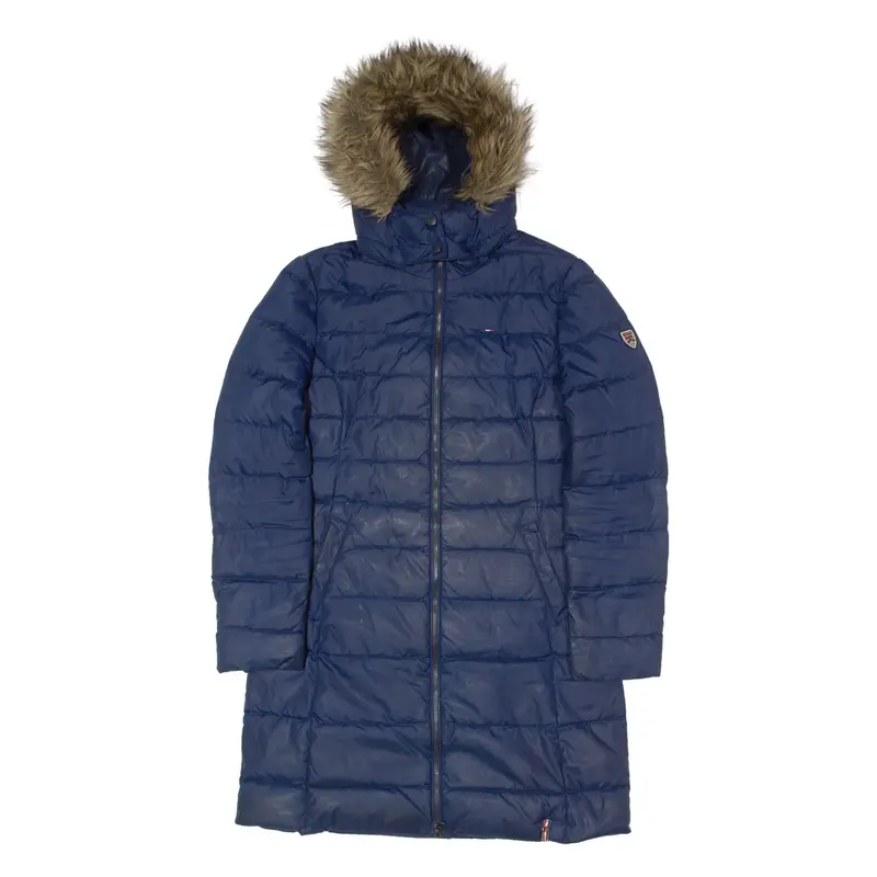 TOMMY HILFIGER Womens Puffer Coat Blue Hooded M