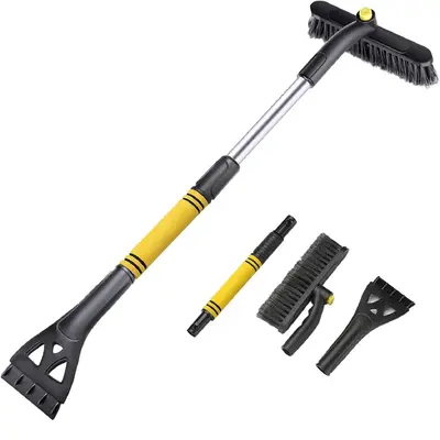 Car Cleaning Snow Brush & Ice Scrapers Set, 360 Degree Rotatable & Extendable Car Snow Removal Tool Set, Universal Car Cleani...