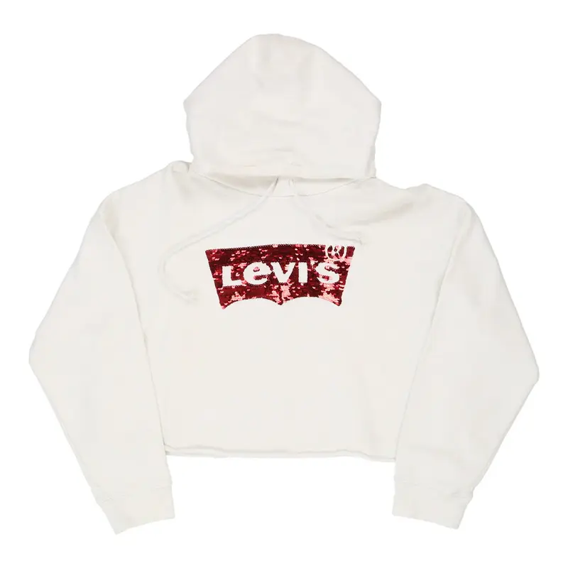 Levis Cropped Hoodie - Medium White Cotton