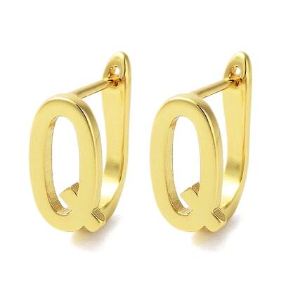 Brass Letter Stud Earrings for Women