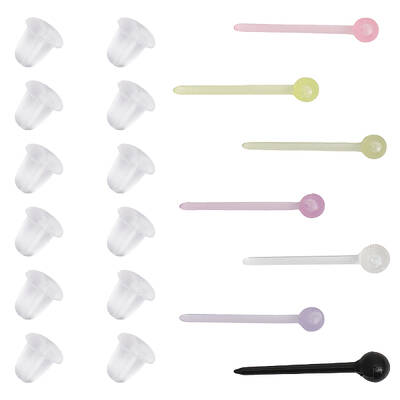 350Pcs 7 Colors Plastic Tiny Ball Stud Earrings with Ear Nuts for Women