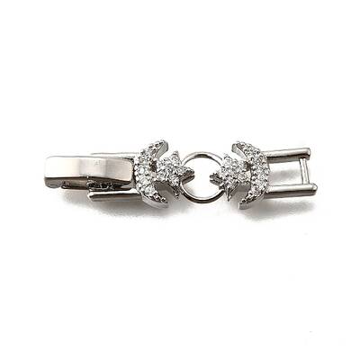 Brass Micro Pave Clear Cubic Zirconia Fold Over Clasps