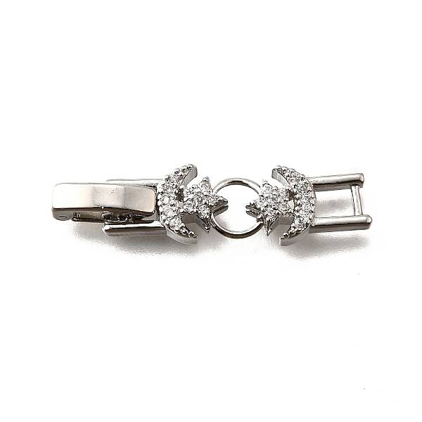 Brass Micro Pave Clear Cubic Zirconia Fold Over Clasps