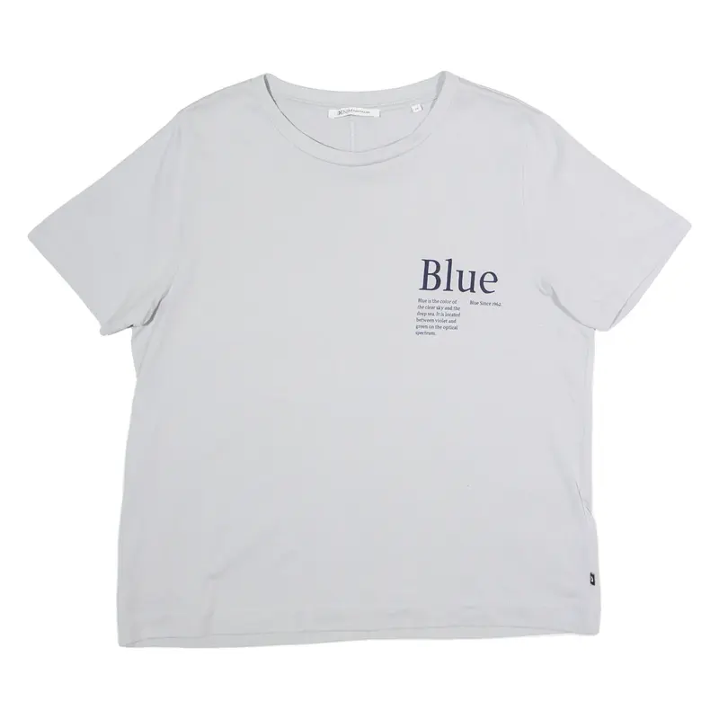 TOM TAILOR Blue Womens T-Shirt Grey Crew Neck M