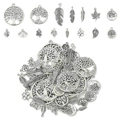 60pcs 15 Styles Tibetan Style Alloy Charms
