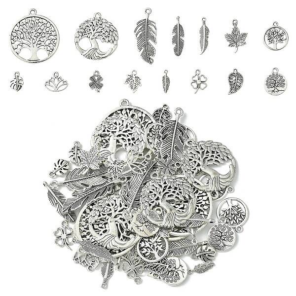 60pcs 15 Styles Tibetan Style Alloy Charms