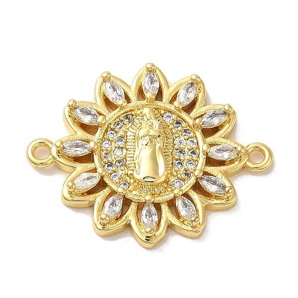 Religion Brass Pave Clear Cubic Zirconia Connector Charms