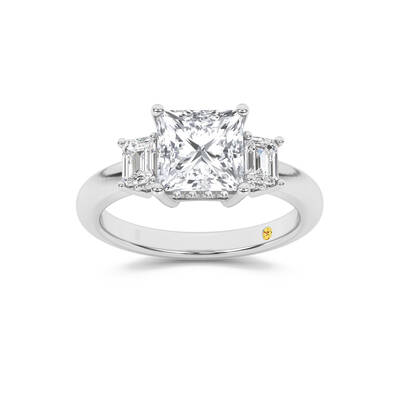 Seraphina Three Stone Hidden Halo Princess Cut Lab Diamond Engagement Ring | 14K White Gold 3 5/8 CT. TW.