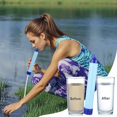 Portable Water Filter, 1/2/3/4 Counts Outdoor Water Filter, Emergency Filtration Portable Gear, Drinking Water Filter for Hik...