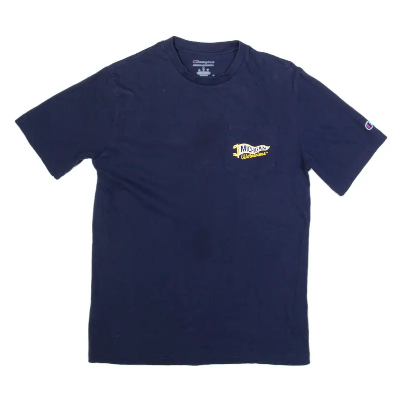 CHAMPION Michigan Wolverines Mens T-Shirt Blue USA M