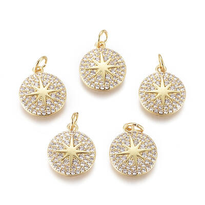 Brass Micro Pave Cubic Zirconia Charms