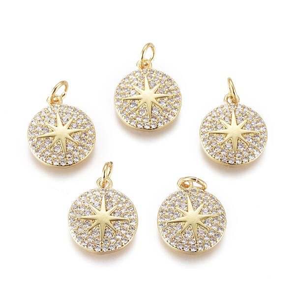 Brass Micro Pave Cubic Zirconia Charms