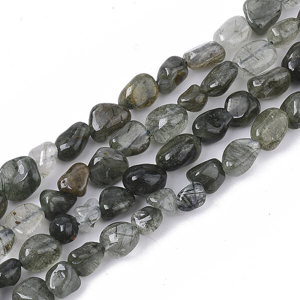 Natural Green Rutilated Quartz Beads Strands