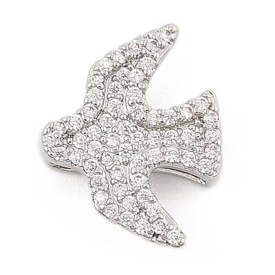 Brass Micro Pave Clear Cubic Zirconia Slide Charms