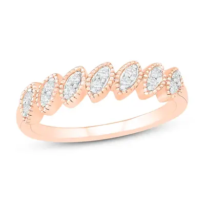 10K Rose Gold Round Cut Diamond Custom Stackable Ring I Color I3 Clarity 3EX IGI Certified