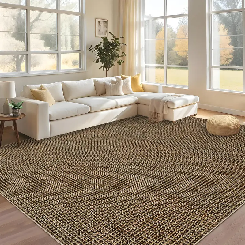 Garvee Boho Rugs for Living Room 9x12 ft, Washable Area Rug for Bedroom Soft Ultra Thin Large Indoor Floor Carpet, Waffle Pri...