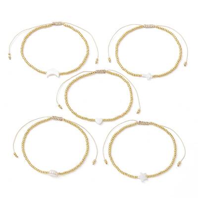 Natural Pearl & Seed Braided Bead Bracelets