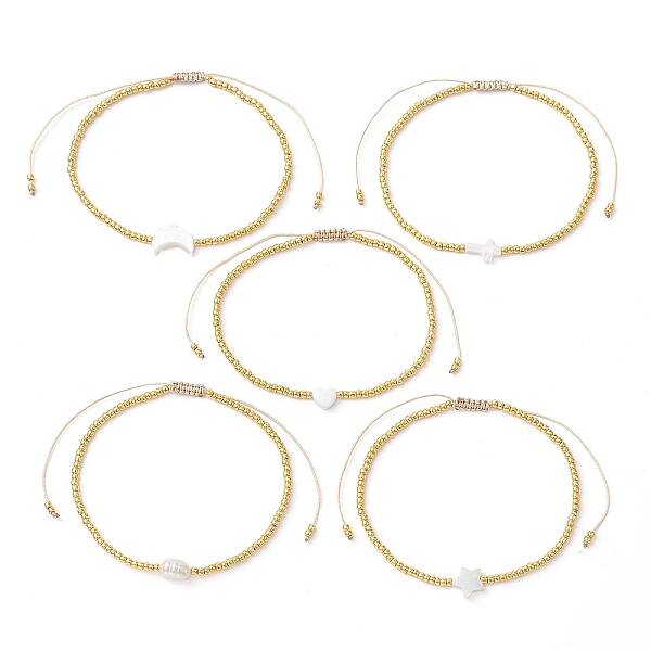 Natural Pearl & Seed Braided Bead Bracelets