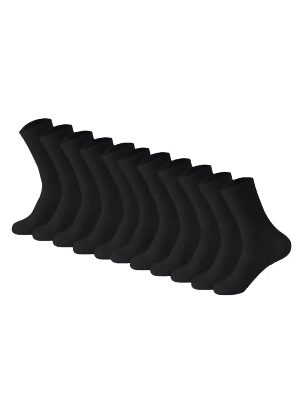 Men's Solid Color Crew Socks, Casual Comfy Breathable Socks for Daily Outdoor Wear, Socks for Men