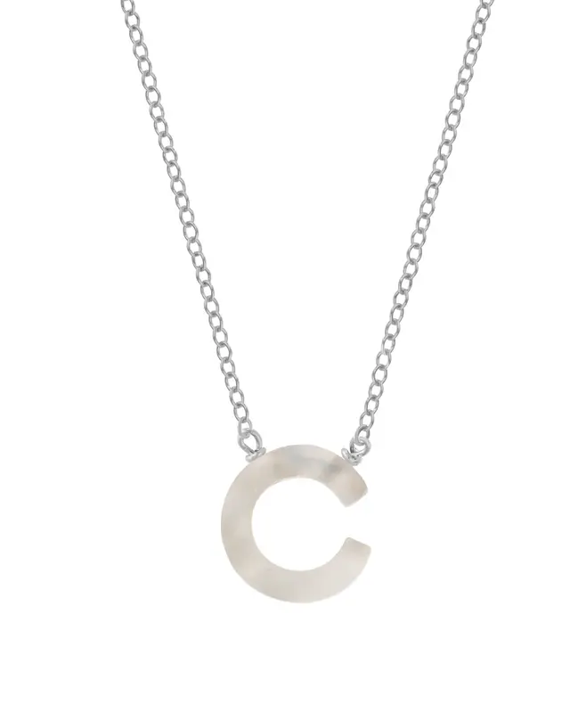 Dawn Initial Necklace | Metal Color: Silver | Style: C
