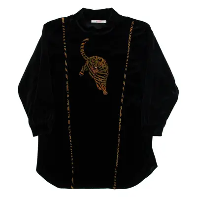 BELDONA Leopard Print Womens Sweatshirt Black High Neck L